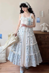 Light Blue Shell Print Cardigan Bowknot Elegant Princess Lolita Jsk Dress